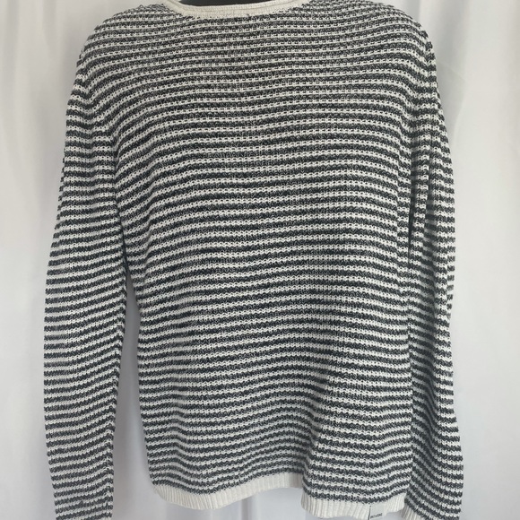 ONLY&SONS BLACK AND WHITE STRIPED LONG SLEEVE PULL - Picture 1 of 4